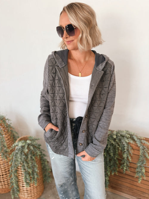 Tina Quilted Jacket in Charcoal