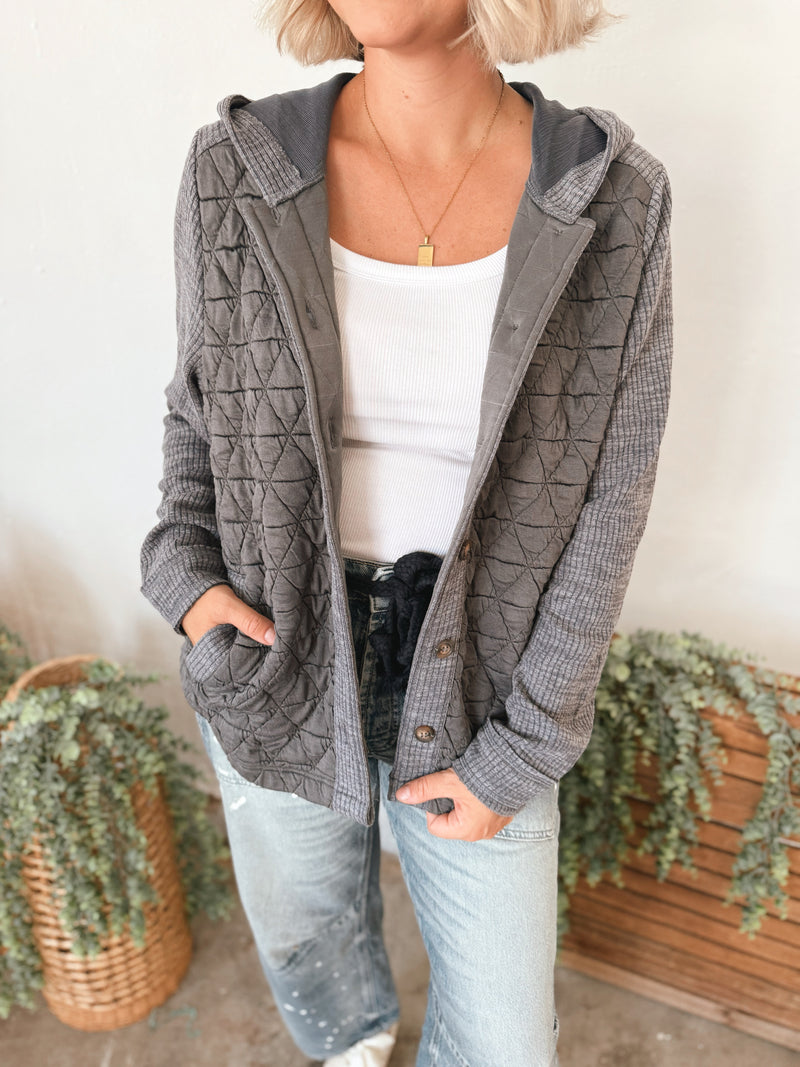 Tina Quilted Jacket in Charcoal