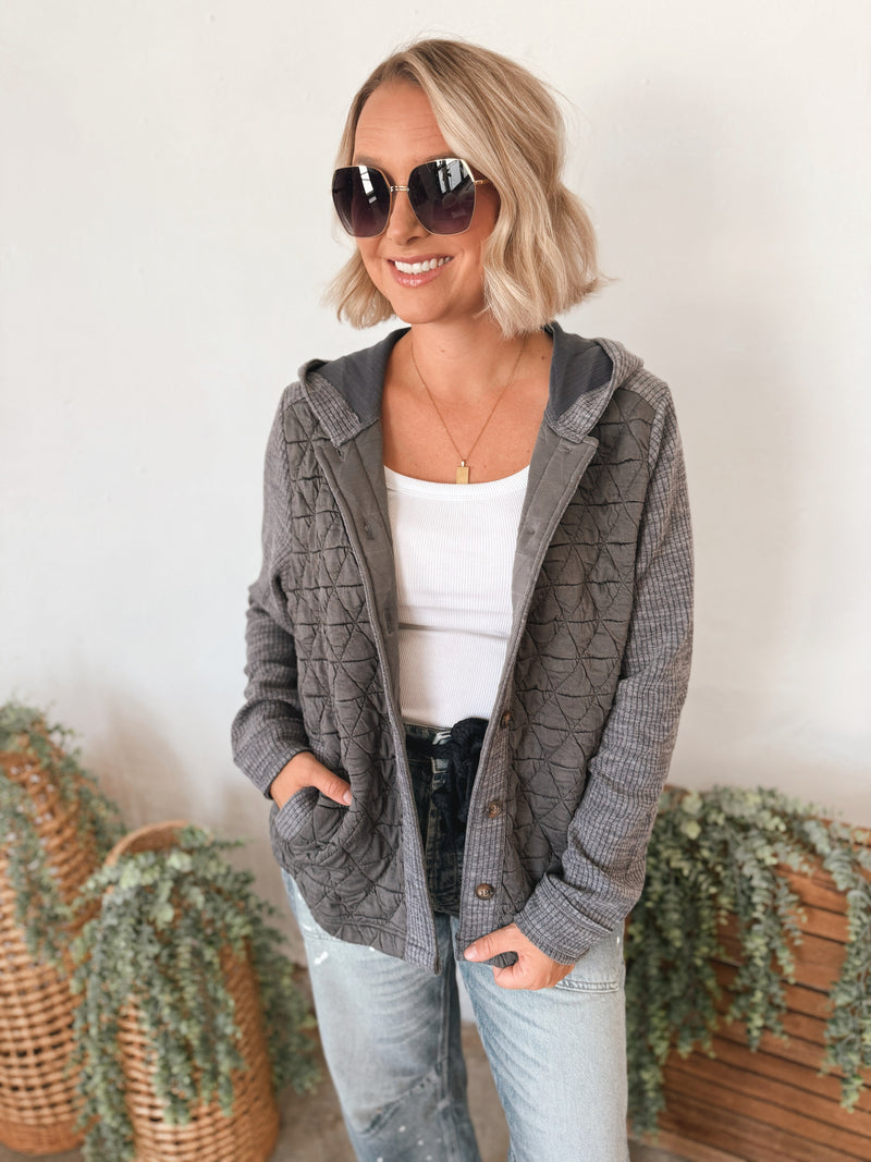 Tina Quilted Jacket in Charcoal