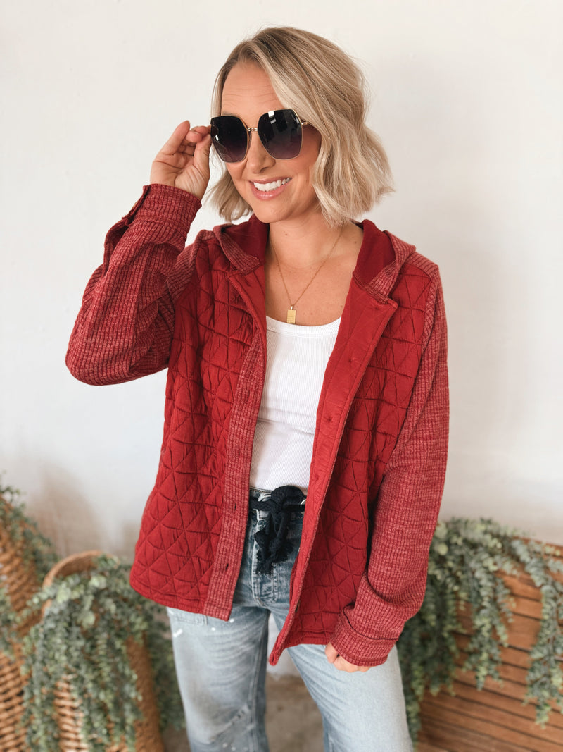 Tina Quilted Jacket in Burgundy