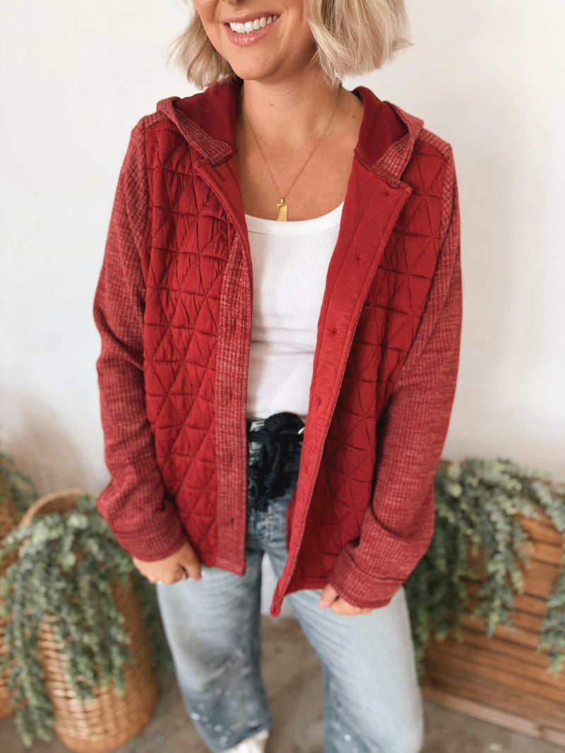 Tina Quilted Jacket in Burgundy