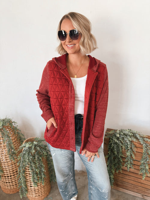 Tina Quilted Jacket in Burgundy