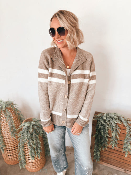 Sienna Cardigan in Mocha Stripe