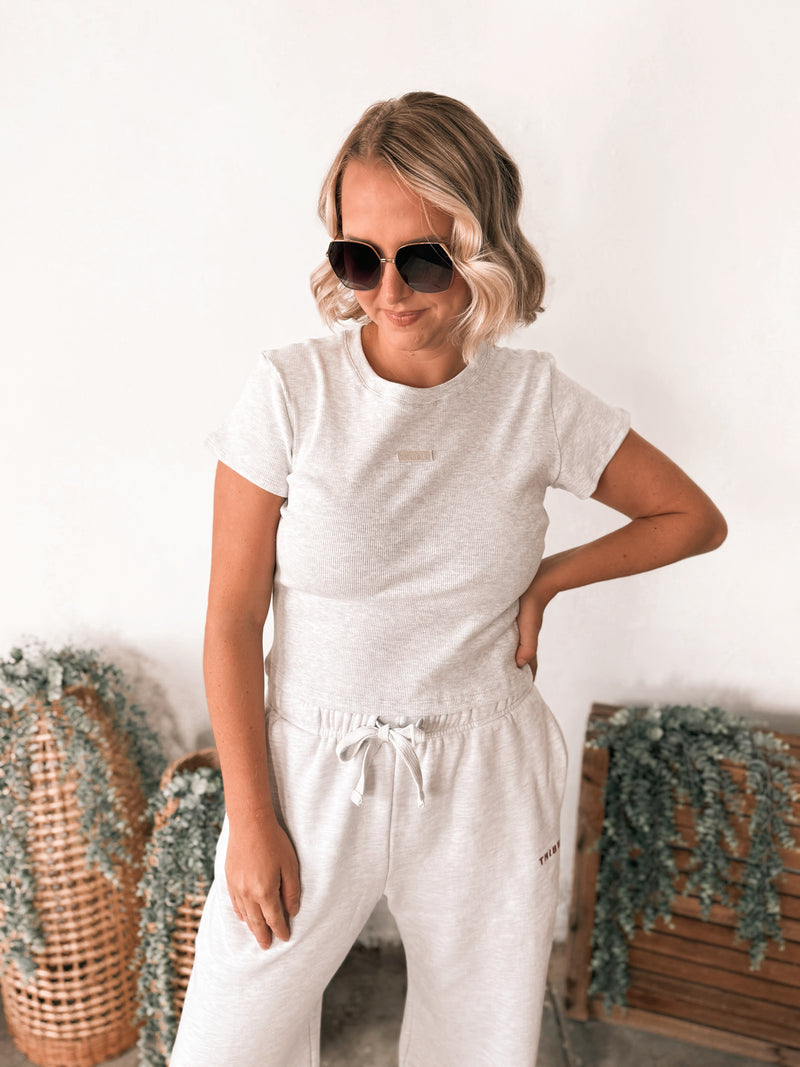 Tribe Kelley Ribbed Campus Tee in No.2 Grey