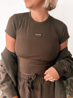 Tribe Kelley Ribbed Campus Tee in Oxford Brown