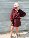 Breck Quilted Quarterzip in Dark Cherry