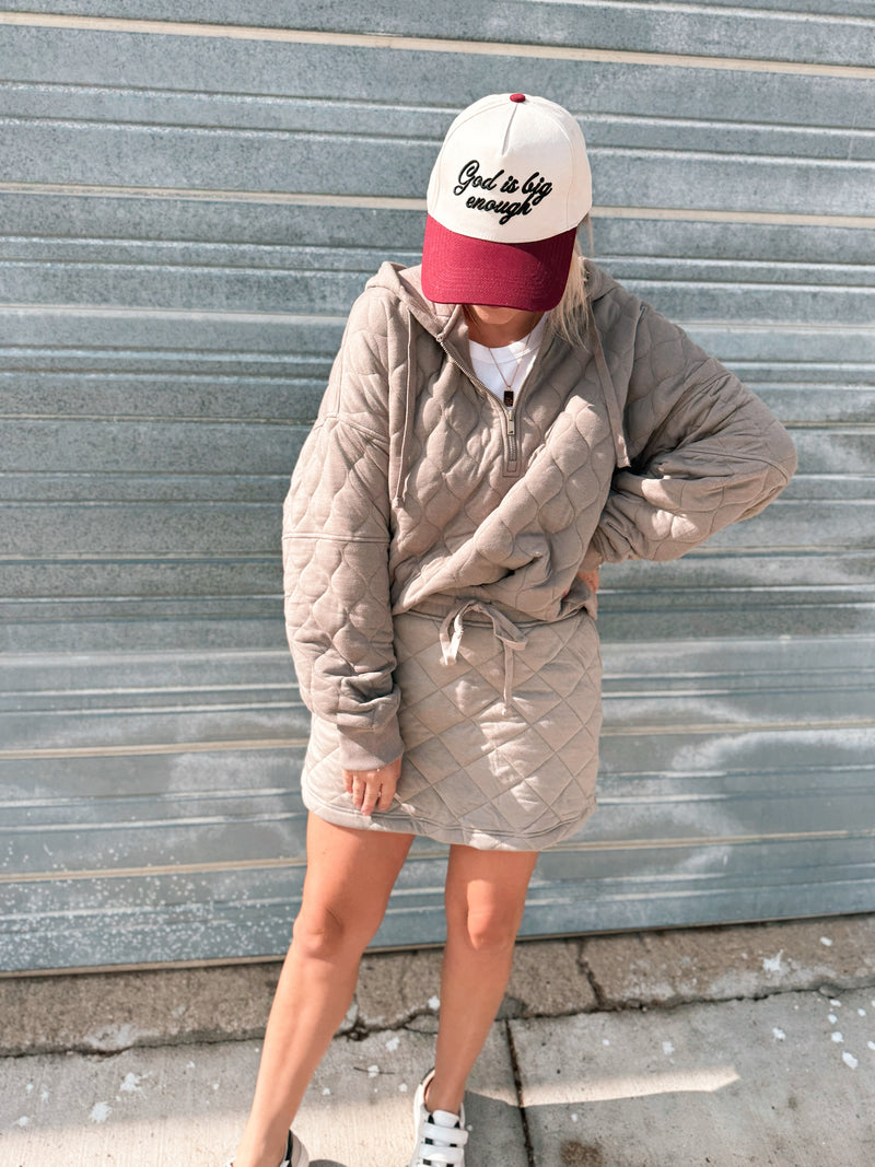 Breck Quilted Skort in Dark Taupe