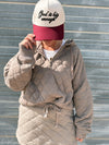 Breck Quilted Quarterzip in Dark Taupe