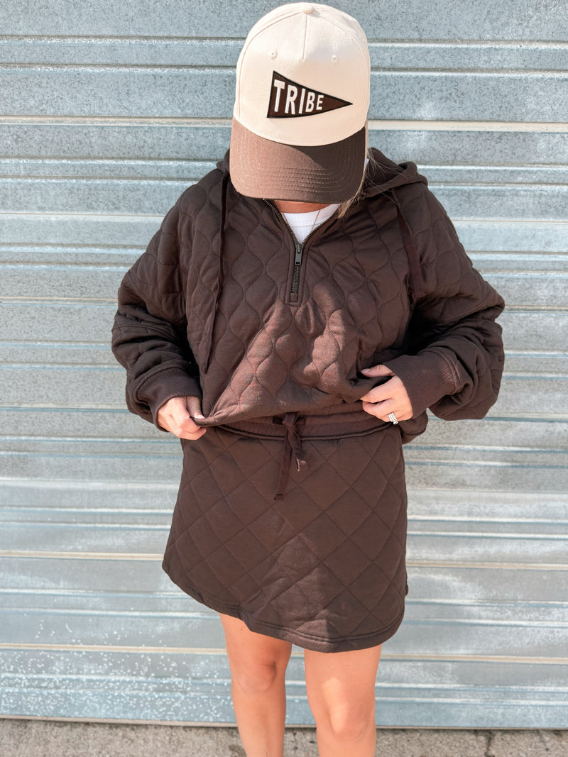 Breck Quilted Quarterzip in Espresso