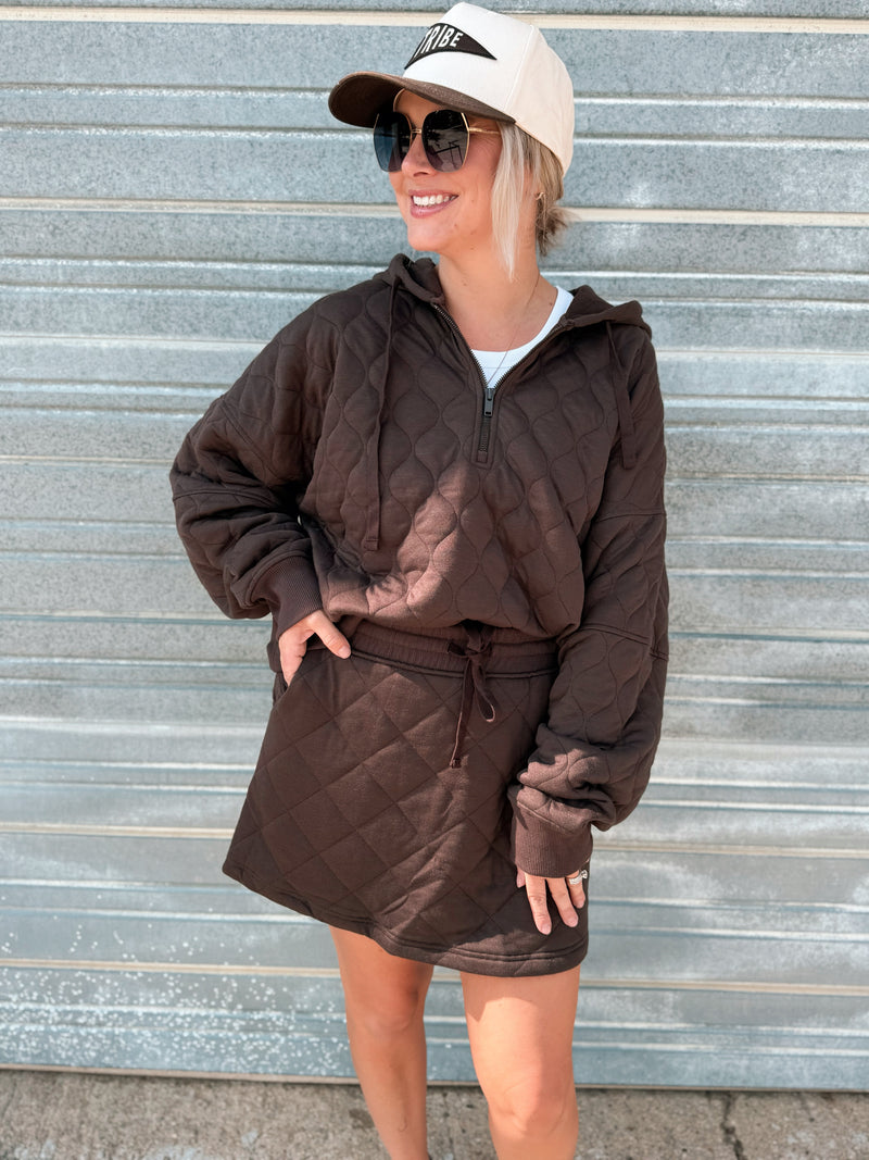 Breck Quilted Quarterzip in Espresso