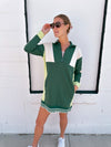 Colorblock Sweatshirt Dress in Green