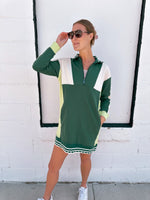 Colorblock Sweatshirt Dress in Green