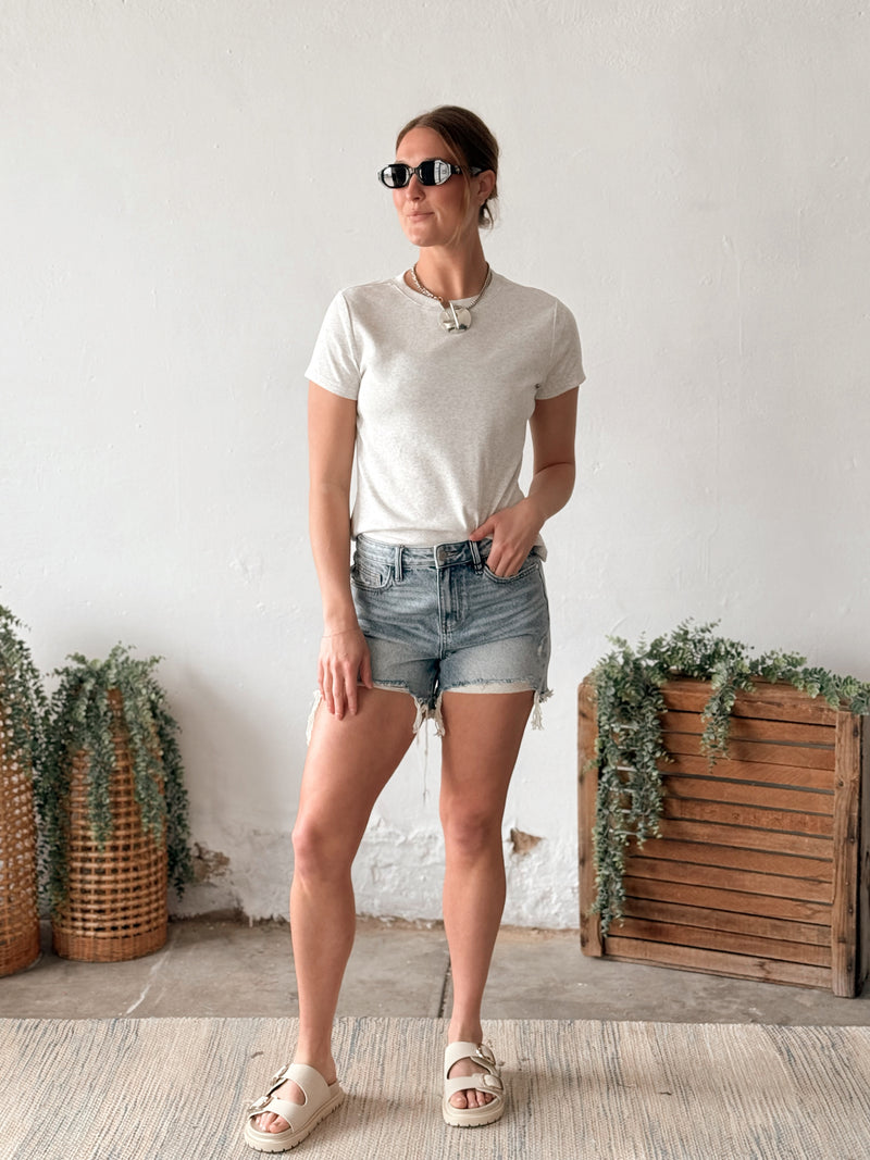 Annie Tee in Light Heather Grey