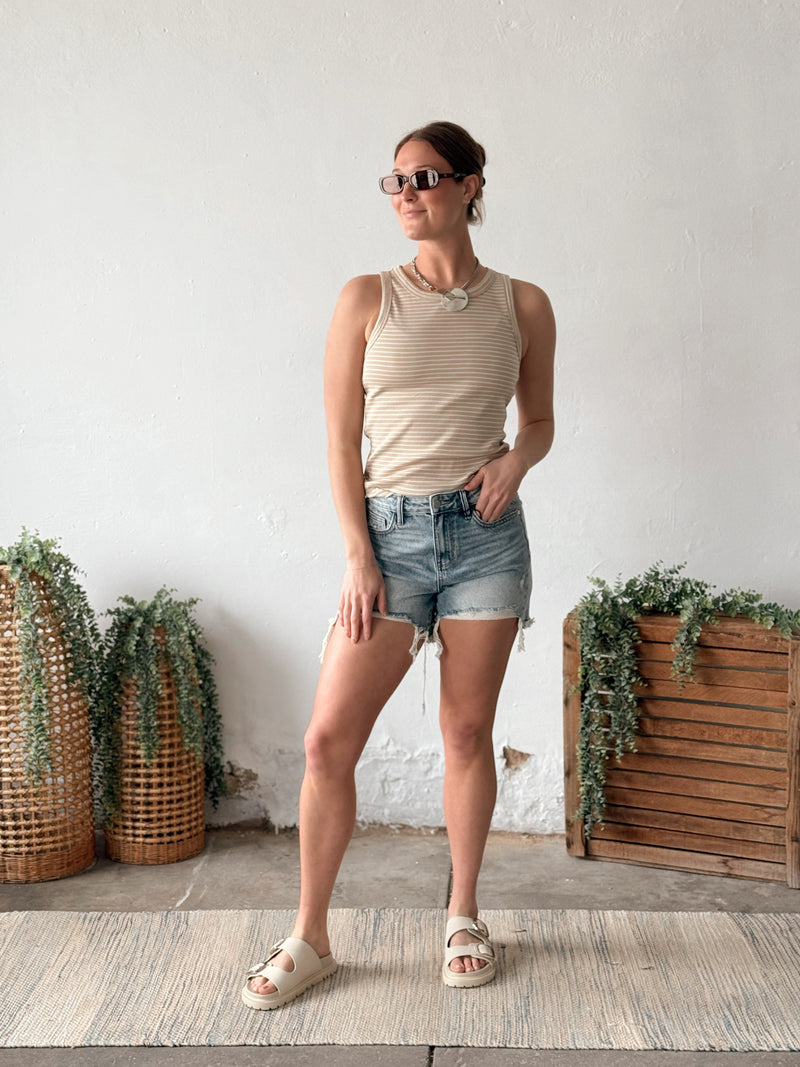 Edlin Tank in White Pepper Stripe