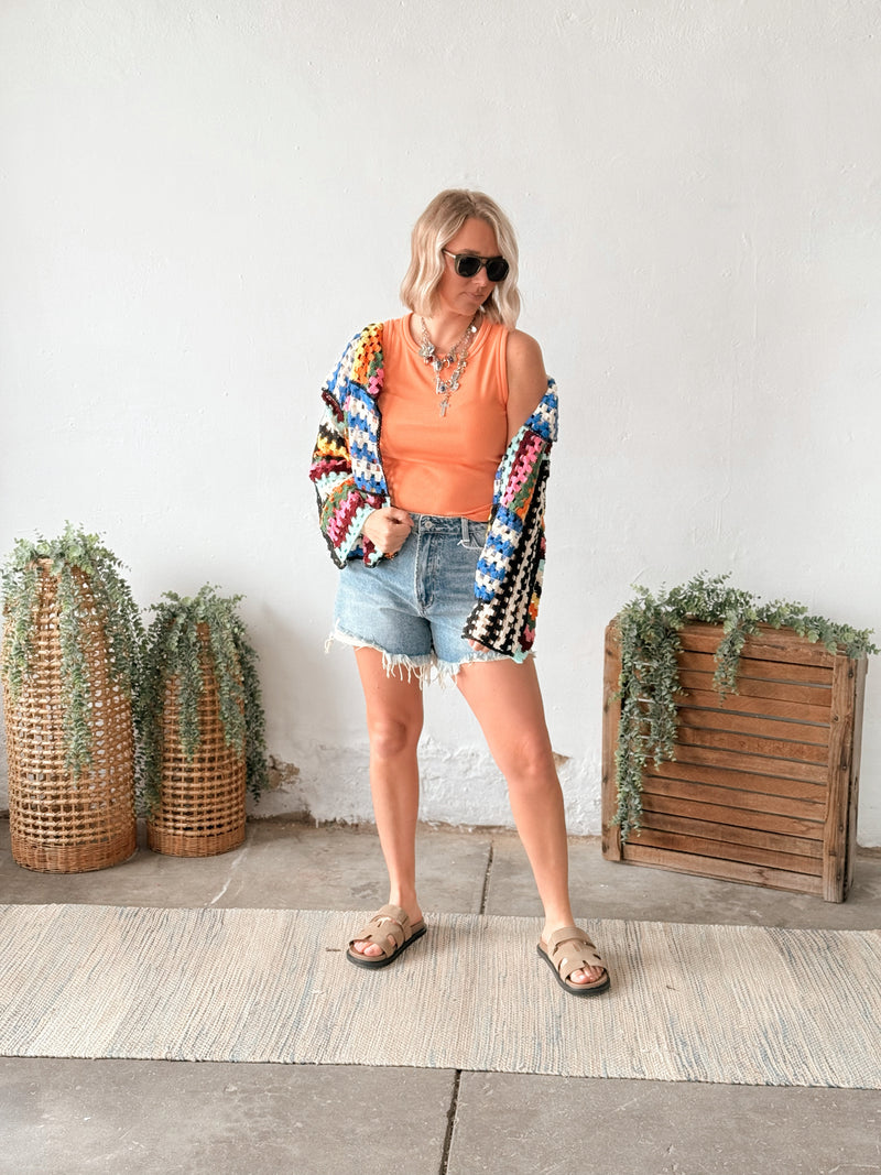 Neeley Sweater in Blue Crochet