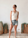 Lace Trim Tank - Ivory