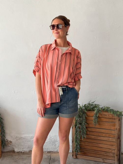 Kenzi Button Up in Coral