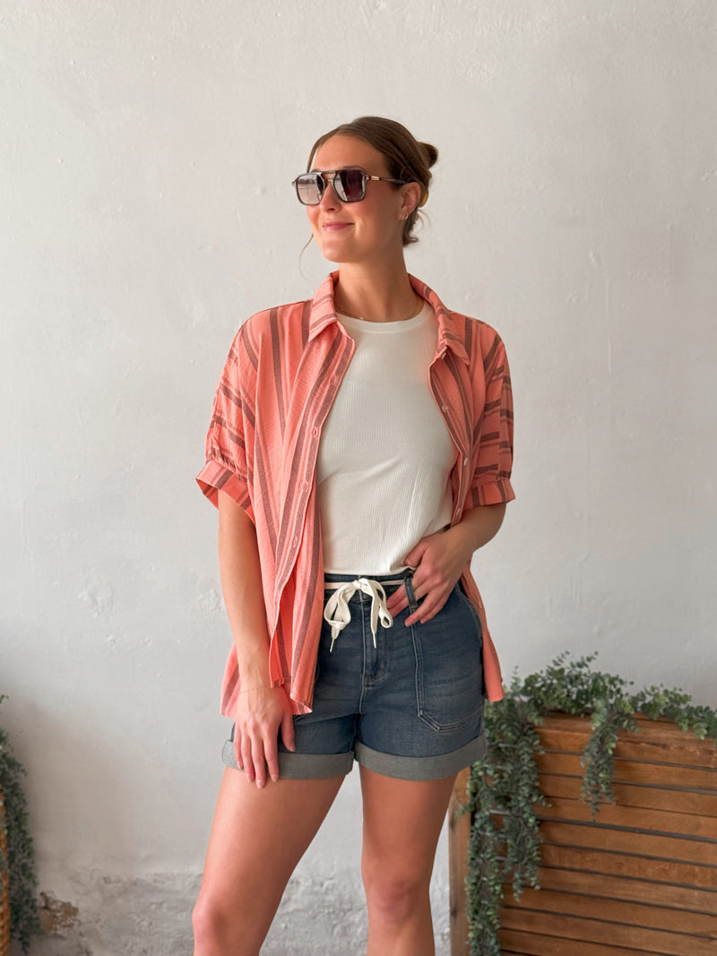 Kenzi Button Up in Coral