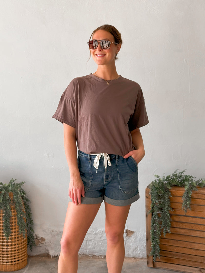 Rae Boxy Tee in Mocha