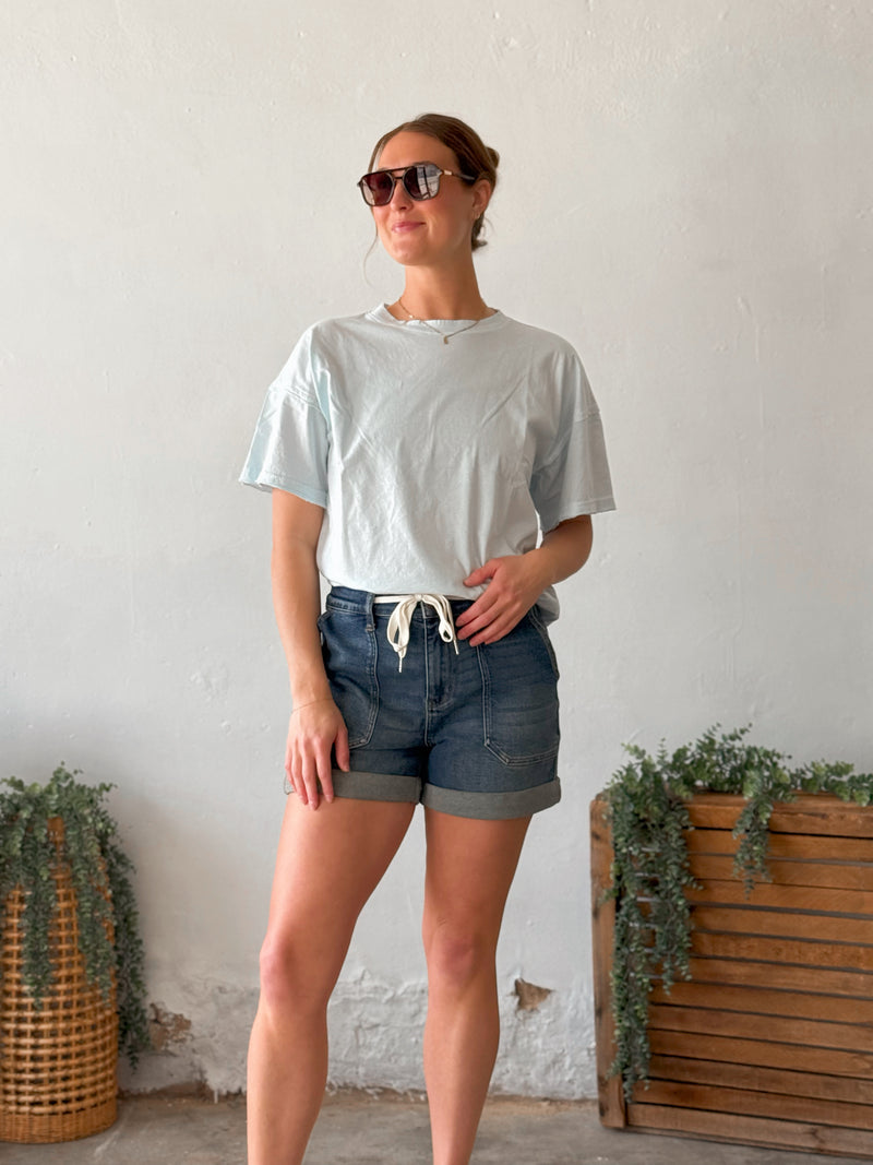 Rae Boxy Tee in Baby Blue