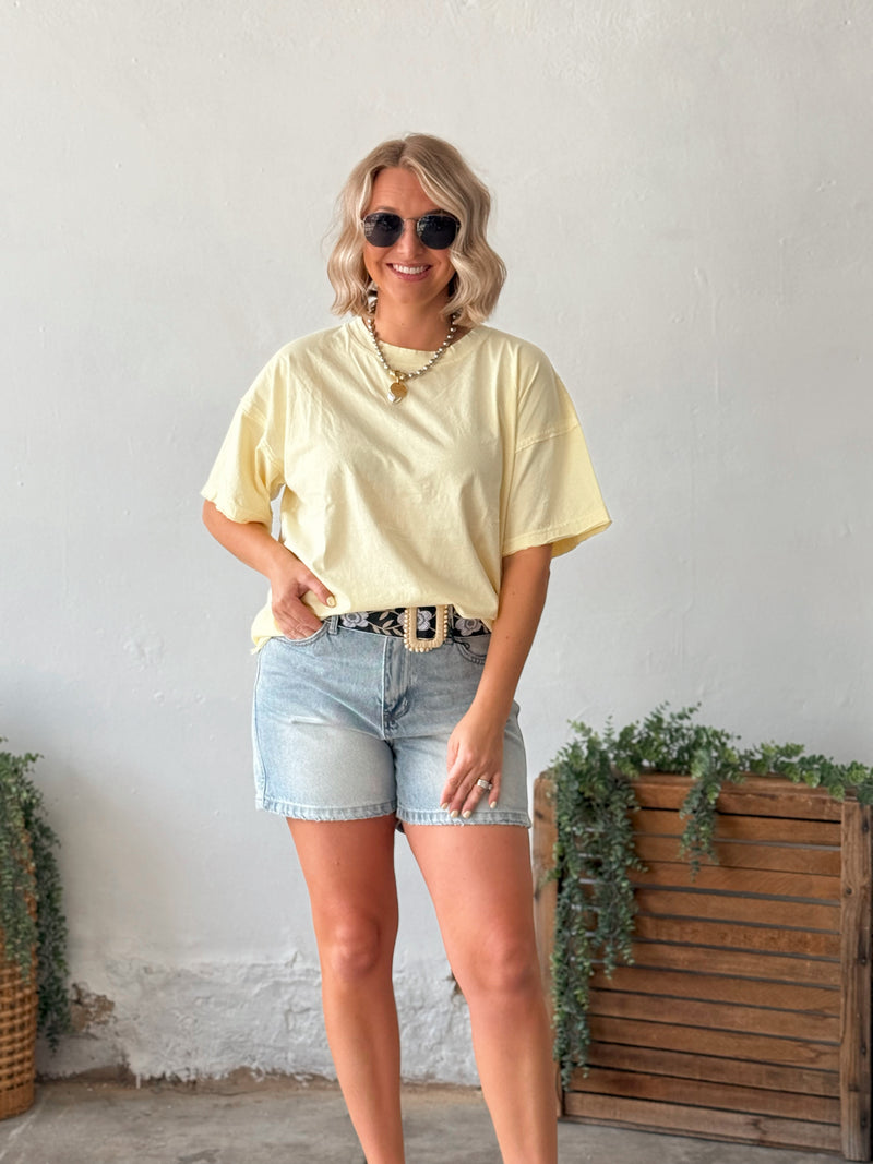 Rae Boxy Tee in Lemon