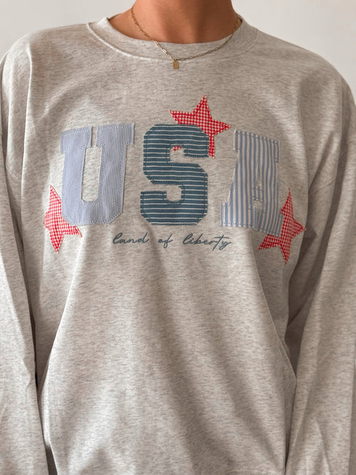 USA Patchwork Crewneck