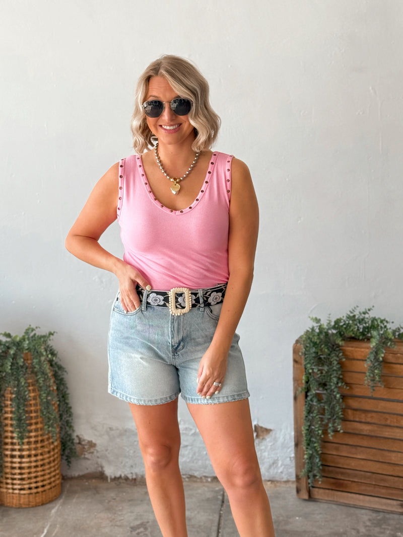 Kodi Studded Tank in Pink