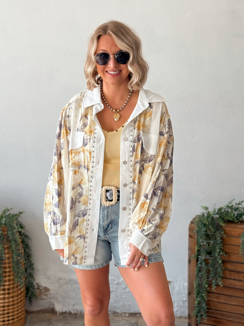 Janessa Top in Yellow Floral