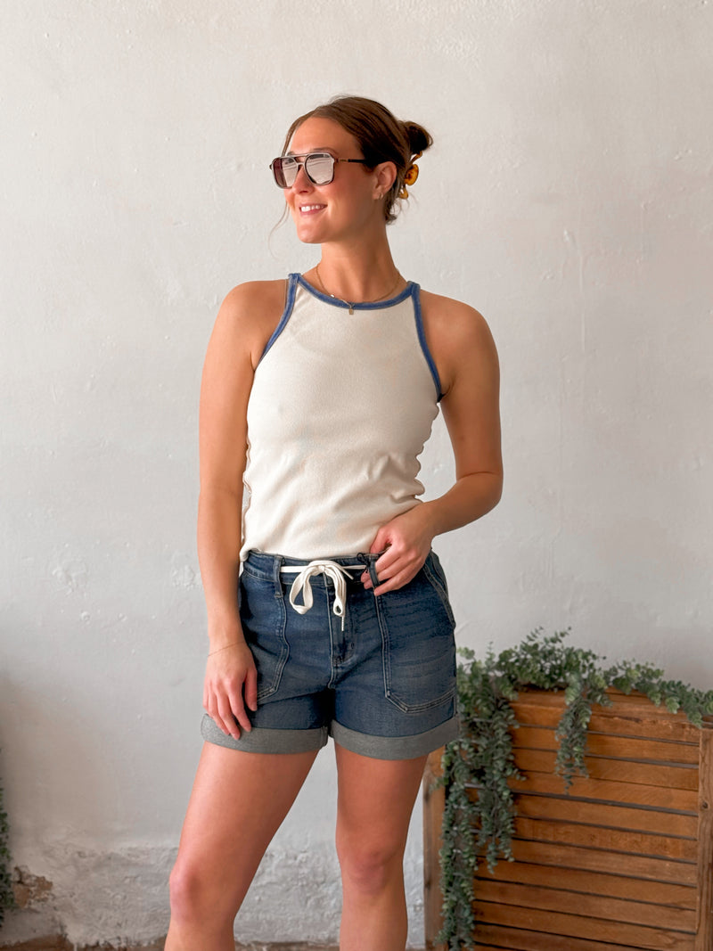 Everly Ribbed Tank in Bone