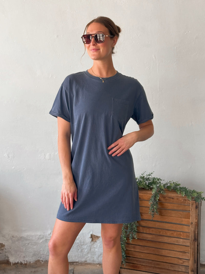 Kick Back Dress in Indigo