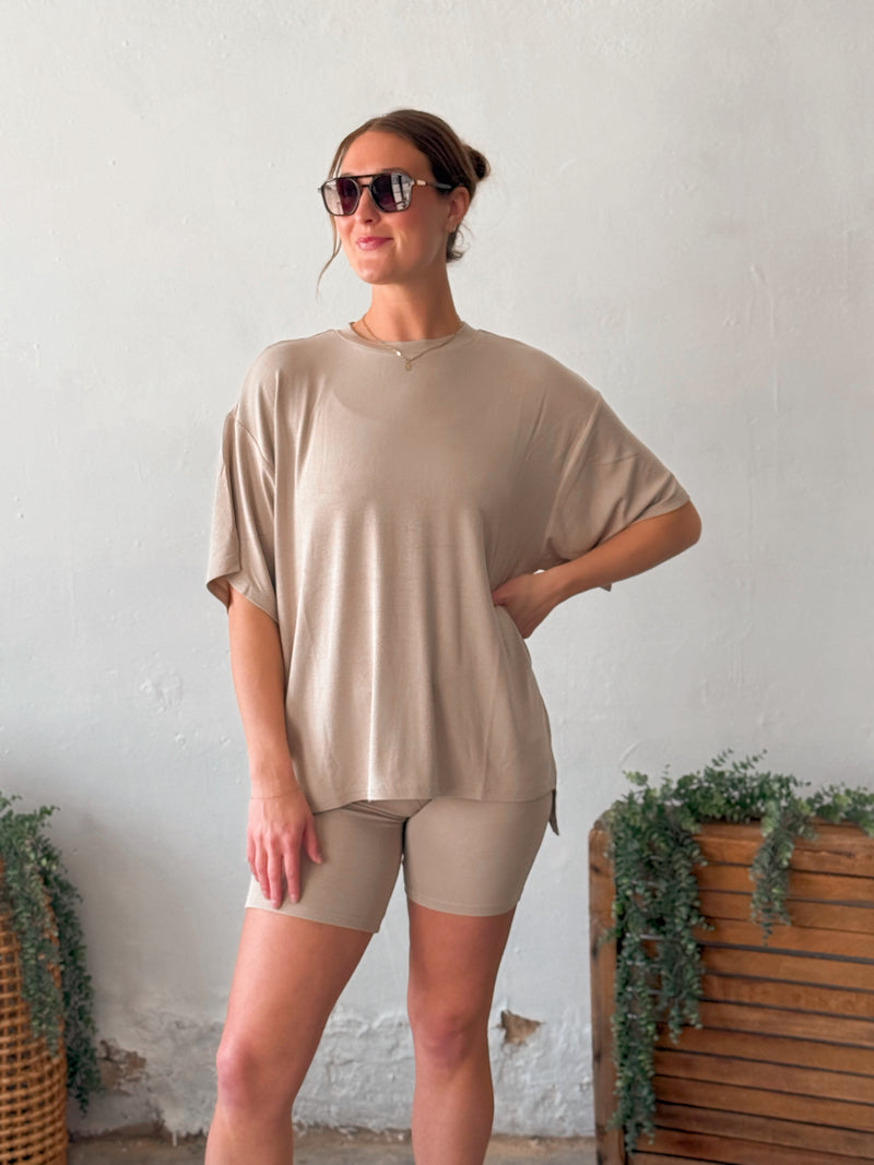 Nova Ribbed Set in Beige