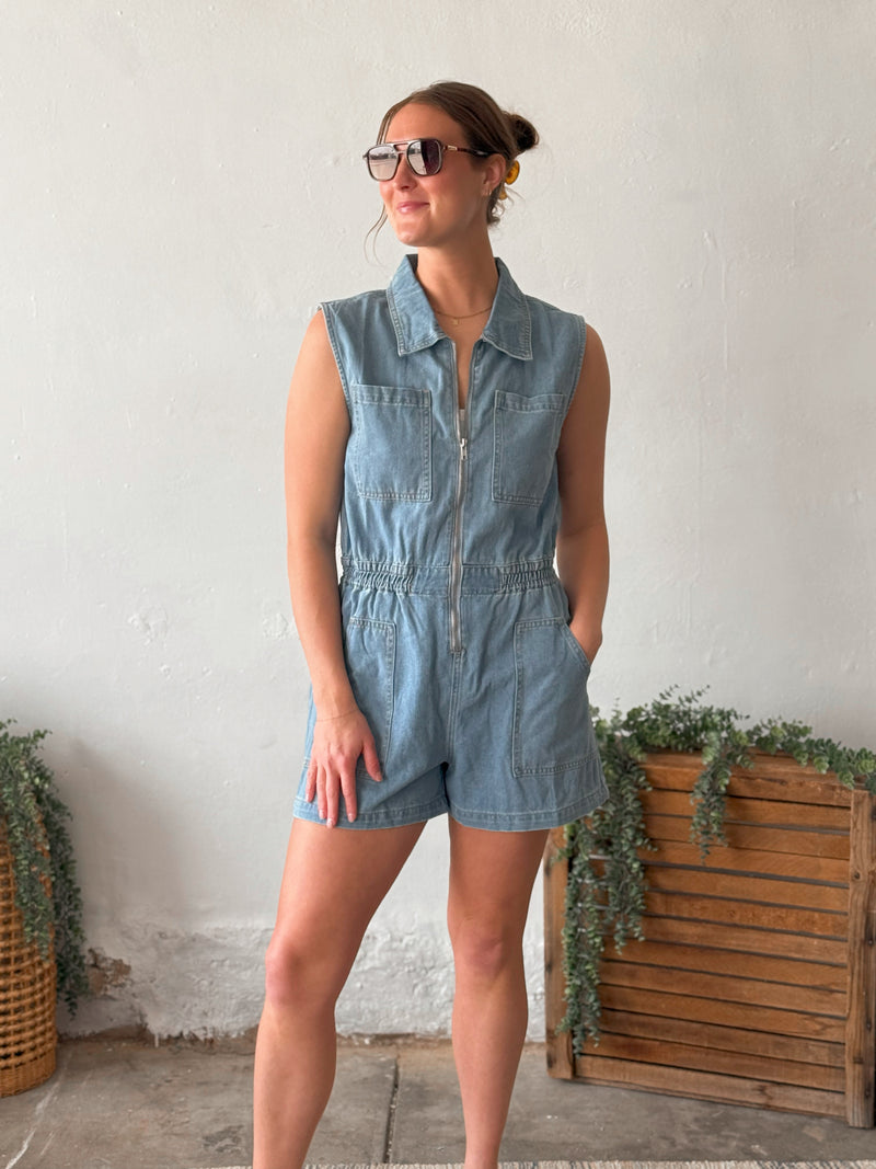 Sabrina Denim Romper