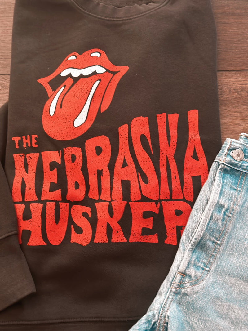 Smoke Rolling Stones Nebraska Huskers Oversized Crew