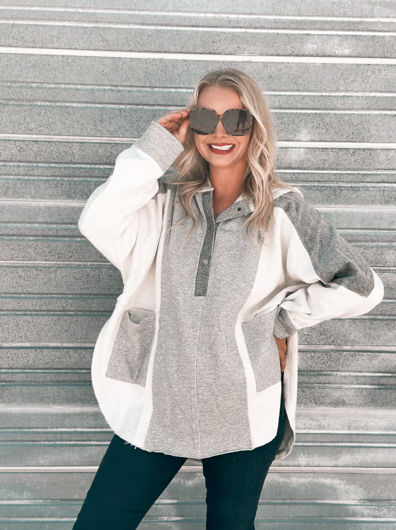 Dove Pullover in Gray & Ivory