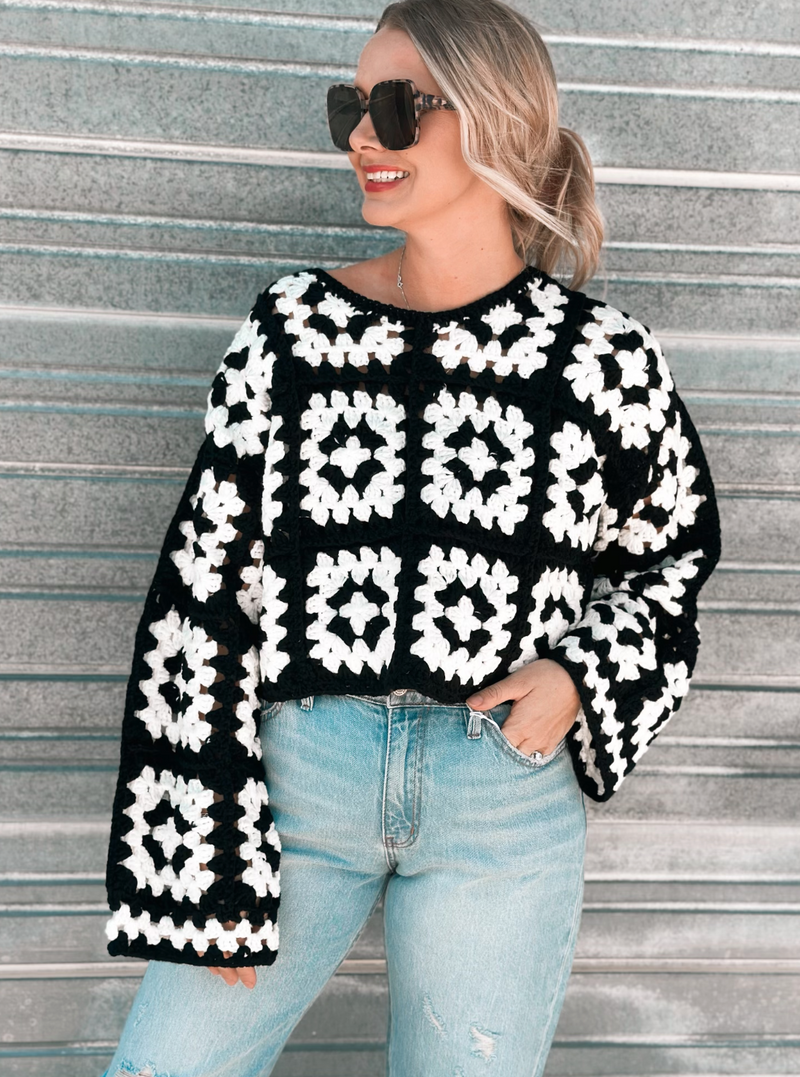 Crochet Sweater in Black