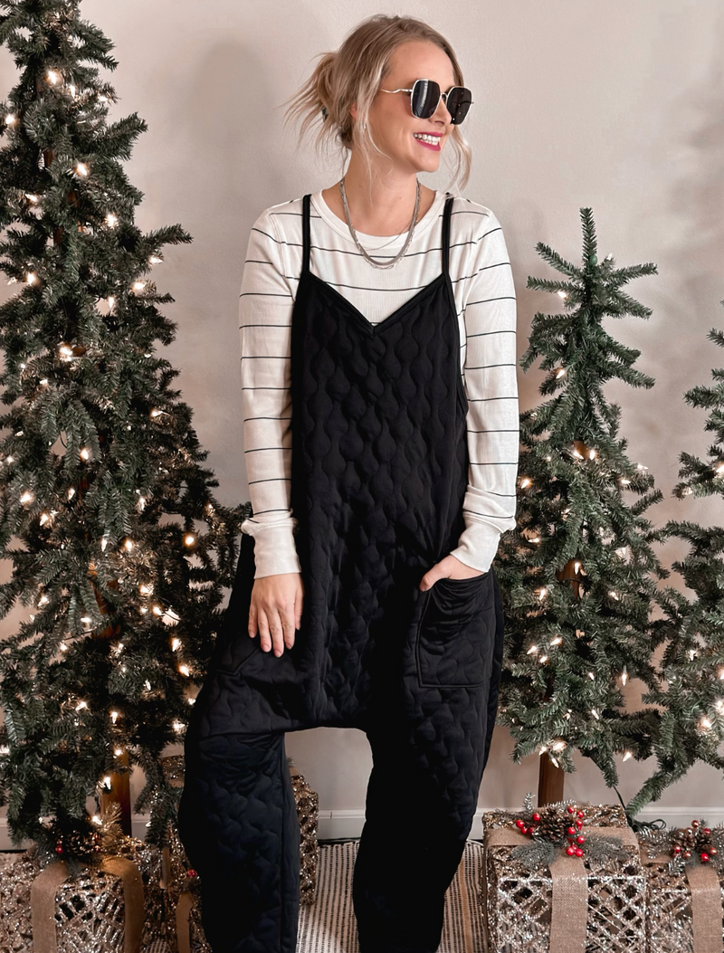 Black top christmas jumpsuit