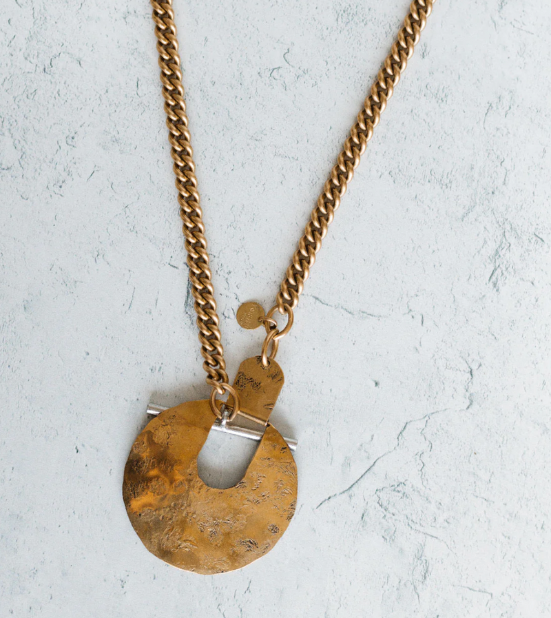 Twisted Silver Egypt Necklace - Brass