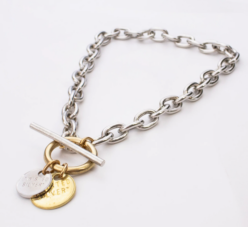 Twisted Silver Capture Necklace - Chrome