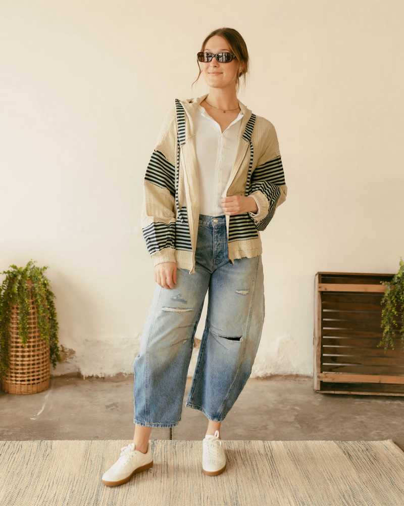 Serena Jacket in Cream & Navy Stripe