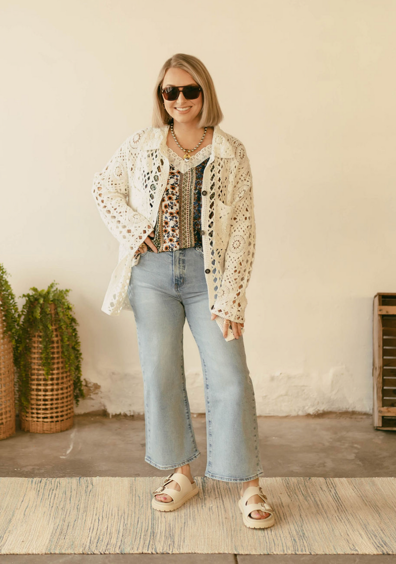 Kiley Crochet Top in Ivory