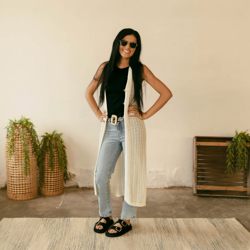 Marli Crochet Vest in Off White