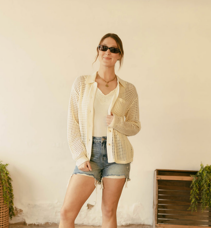 Lace Trim Tank - Ivory