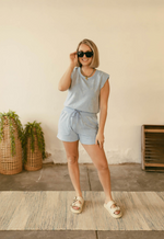 Rolly Romper in Ice Blue