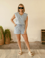 Rolly Romper in Ice Blue