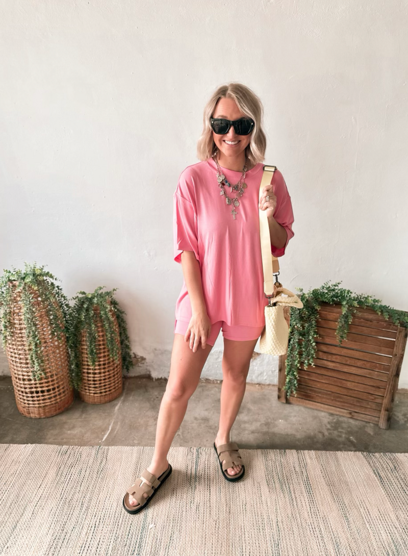 Nova Ribbed Set in Bubble Gum Pink