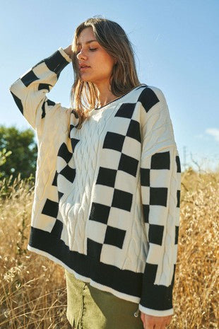 Black & White Checkered Sweater