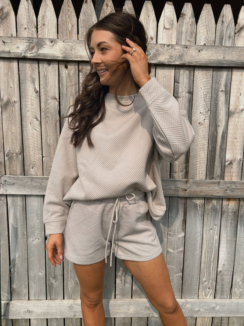 Creighton Textured Sweatshirt in Oatmeal
