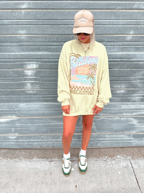 Billabong Ride In Sweatshirt in Acid Yellow