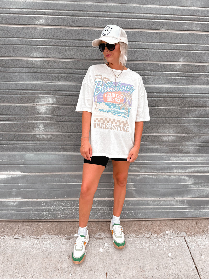 Billabong Wake Up & Stoke Tee in White