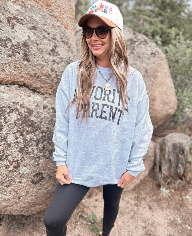 Favorite Parent Crewneck in Ash & Black